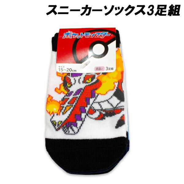 送料無料 ポケモン スニーカーソックス3足組 ラウドボーン ウェーニバル マスカーニャ柄 15-20cm 19-24cm 靴下 ソックス ポケットモンスター Pocket Monsters キャラクター 2026年