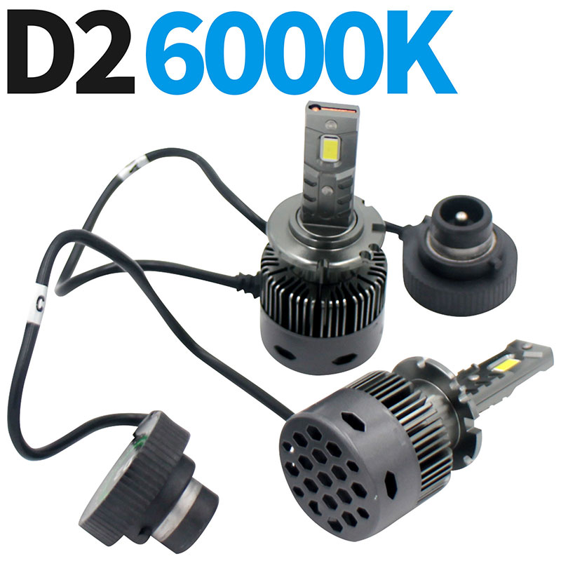 LEDヘッドライト D2【18000lm 6000K ホワイト】 CSPチップ×30 ファン内蔵 HIDバルブ交換タイプ