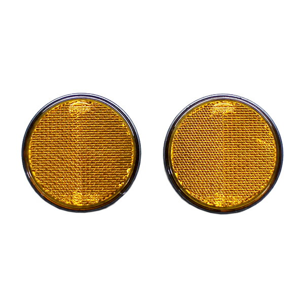 リアバンパーリフレクター丸型【アンバー】2枚セット両面テープで貼るだけ！　車検対策に！