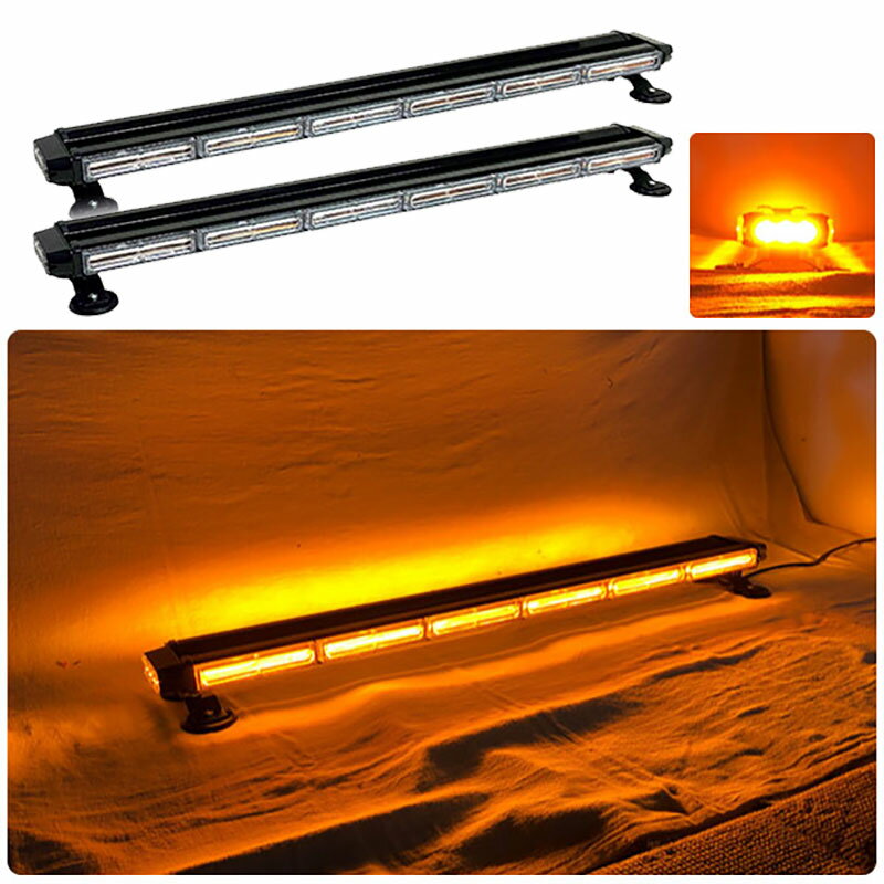 回転灯 黄色灯 12V 24V 94.5cm×2 道路維持管理車両用 LED バータイプ アンバー イエロー COBチップ採用 バーサイドLED シガーソケット電源 強力マグネット 道路維持作業用自動車 道路パトロール車 警告灯 パトランプ パトロールライト パトロールランプ WB8236-6S
