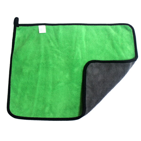 マイクロファイバータオル グリーン 大 しっかりした厚みと大きさで水分をスッキリ吸収