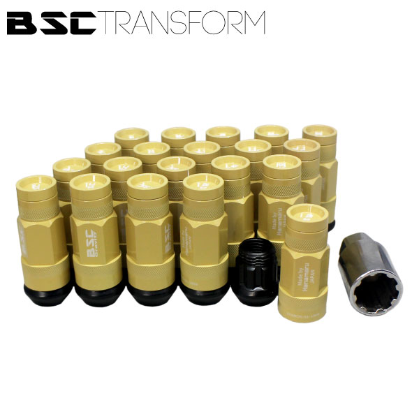 ホイールナットセット M12 M14 P1.5 P1.25 全長60mm ミリタリーサンド 20本 BSCトランスフォーム ラグ..