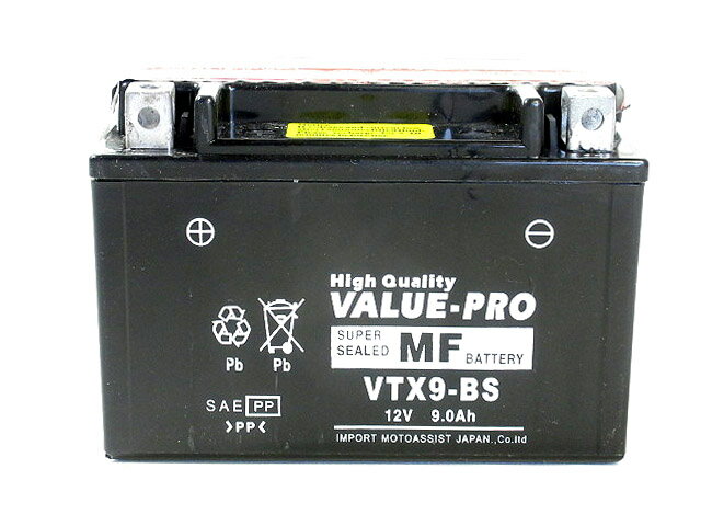 新品 ValueProバッテリー VTX9-BS 即用◆ ヤマハ：〜750 SRX600 3SX 3SK ディバージョン600 4HK YTX9-BS FTX9-BS GTX9-BS 他互換