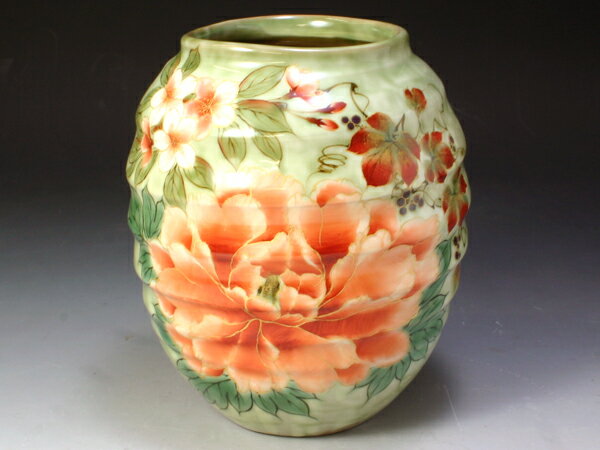 京焼・清水焼 花生 KTA735 織部草花(おりべそうか)【送料無料】