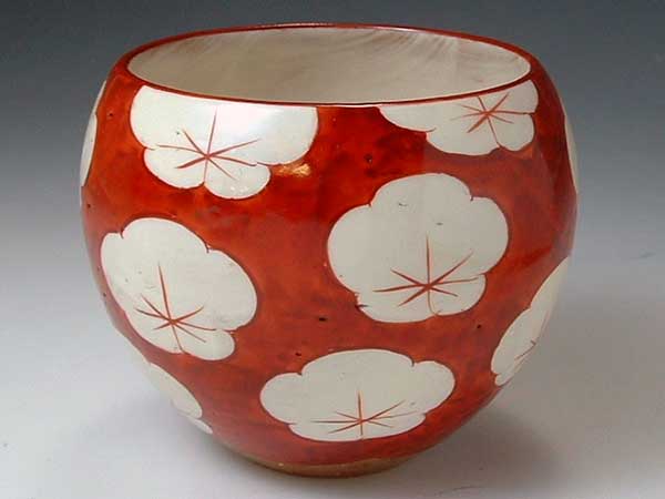 京焼・清水焼　お茶呑茶碗　KTA136　赤小梅　5客セット【送料無料】