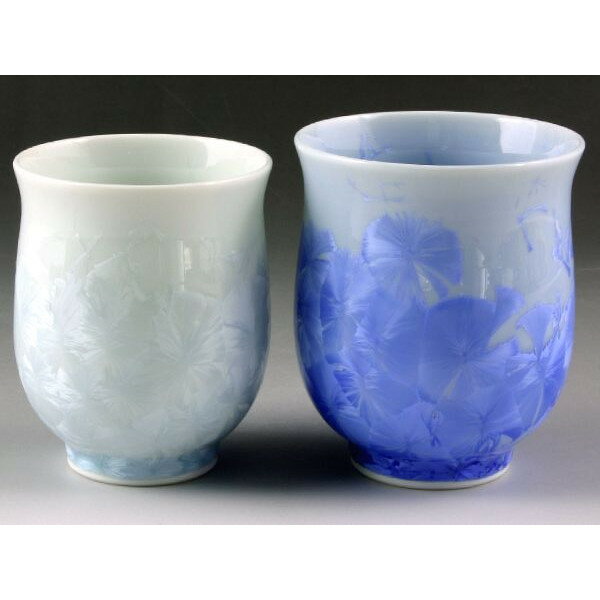 京焼・清水焼　組湯呑　トウア169 花結晶(青・白)