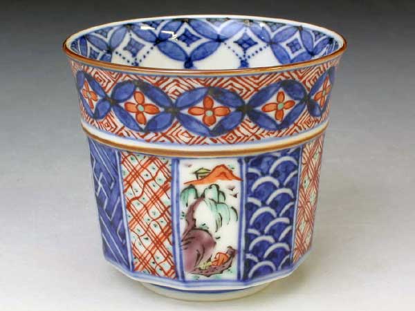 京焼・清水焼　湯呑　UAP690　色絵帯七宝　小湯呑【送料無料】