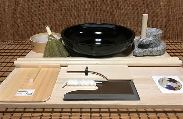 黒48センチこね鉢30センチ包丁L判フルイ粉ホーキ　茶臼コラボセット cteto62 オフィス木村it21