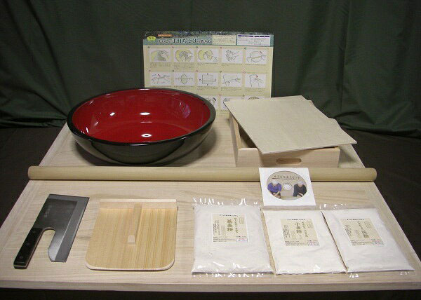 そば打ち道具一式　L判　42cmこね鉢　生舟・そば粉セット(極上石臼一本挽き)【smtb-tk】 オフィス木村it21