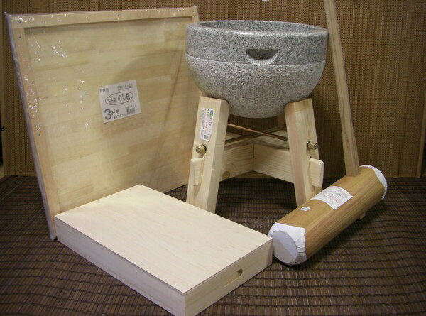 Rakuten - 餅つき道具　三升用臼　木台・杵L・三升用のし板・餅箱セット オフィス木村it21