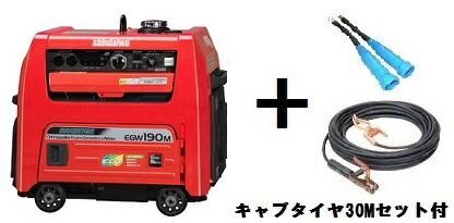 新ダイワ(やまびこ) エンジン発電 溶接機 EGW190M-I 30mキャプタイヤコード付 ウエルダー　純正ケーブルセット！EGW190MI 発電機