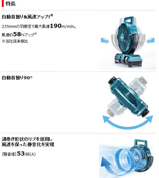 マキタ CF202DZ 青 本体のみ 扇風機 10.8Vスライド式 AC100V使用可能 makita