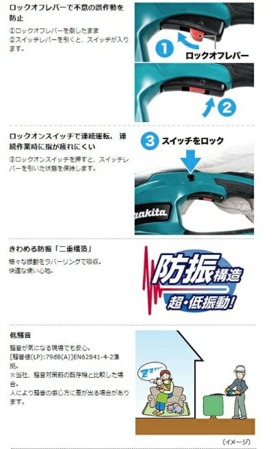 マキタ　MUH468DRG　セット(バッテリ1個・充電器付)　充電式生垣バリカン　460mm　...
