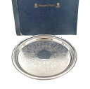 【中古】Mappin & Webb マッピン&ウェッブ シルバートレイ 直径32.5cm ラウンドトレイ 外箱付 737g【送料無料】