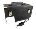 【中古】正規品 GUCCI グッチ コスメティックケース 化粧箱 ブラック レザー GG キャンバス イタリア製【送料無料】
