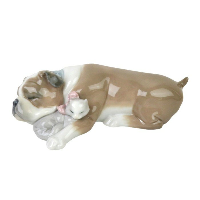 【中古】正規品 LLADRO リヤドロ フィギュリン 6417『仲良し』犬 ブルドッグ 猫 スペイン製【送料無料】 [2]