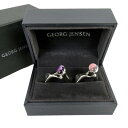 【中古】正規品 GEORG JENSEN ジョージ・ジェンセン デュウ・ドロップ ペアリング 指輪 アメジスト ローズクォーツ #152 19号 12号 シルバー925 銀 デンマーク製 化粧箱付き【送料無料】