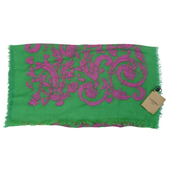 Rakuten Fashion THE SALE【中古】正規品 LOEWE ロエベ ストール ショール グラフィックバー グリーンxピンク カシミアxコットン イタ..