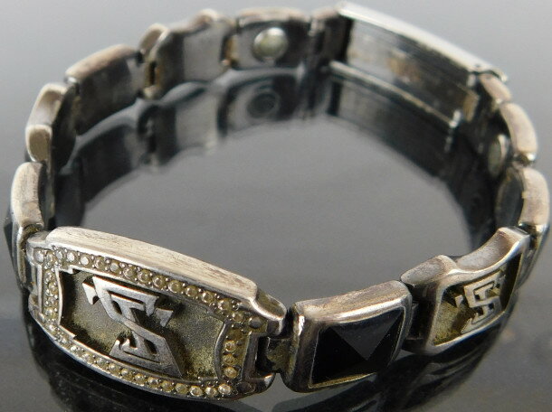 スーパーSALE限定価格!!【中古】正規品 ゲルマニウムブレスレット シグニチャー社製 ゲルマニウム3粒 オニキス4粒 スーパーキュービックジルコニア36個 S...