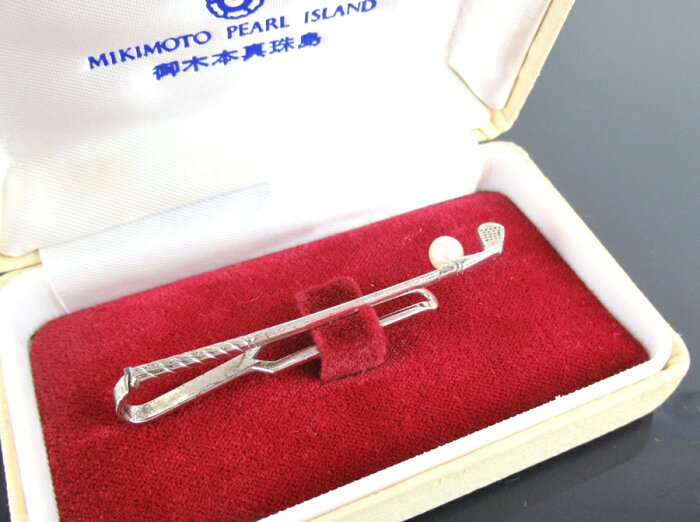 【中古】正規品 MIKIMOTO ミキモト 5mm アコヤパール 真珠 タイピン ゴルフクラブモチーフ ネクタイピン シルバー製 メンズファッションアクセサリー 【送料無料】