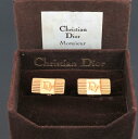 【中古】正規品 Christian Dior クリスチャン・ディオール カフス ロゴ ゴールドカラー ケース付き ドイツ【送料無料】
