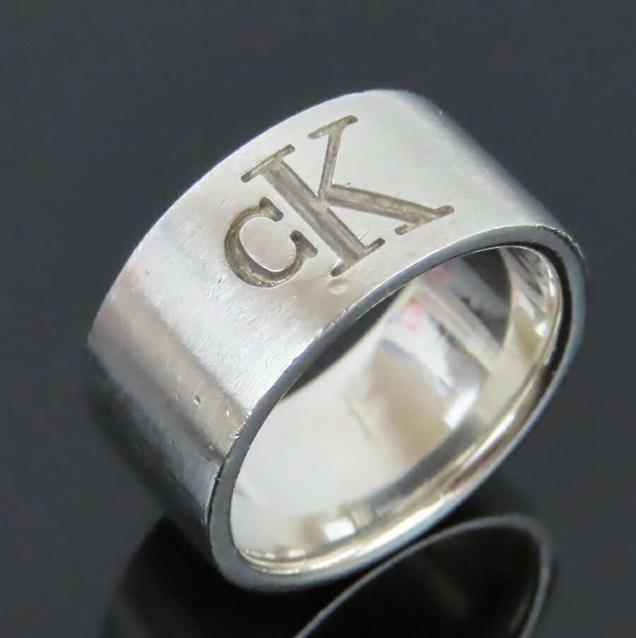 Rakuten - 【中古】正規品 Calvan Klain カルバンクライン CKロゴ リング スターリングシルバー925 14号 10.7g【送料無料】