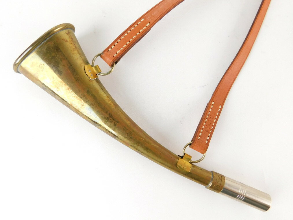 【中古】正規品 HERMES エルメス アンティーク 狩り 角笛 ハンティングホーン 革 レザーストラップ【送料無料】 2