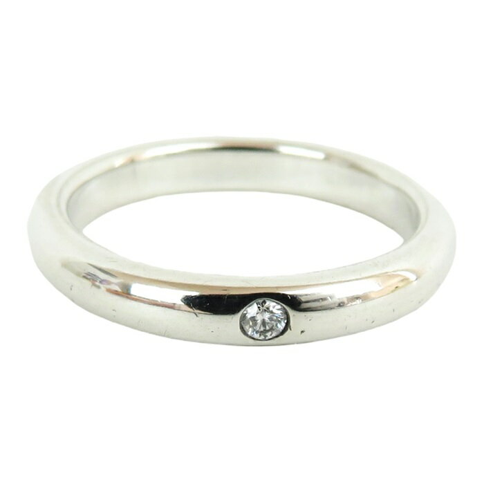 【中古】正規品 TIFFANY＆Co. ティファニー ELSA PERETTI エルサ・ペレッティ リング 指輪 6.5号 1Pダイヤモンド スターリングシルバー925 スタッキングバンドリング 2.3g【送料無料】 2
