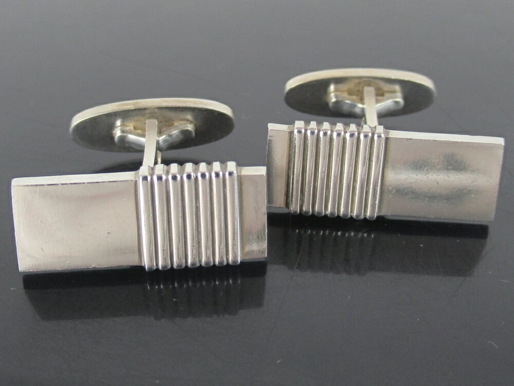 【中古】正規品 GEORG JENSEN ジョージ・ジェンセン カフスボタン カフスリンクス #80 シルバー925 長方形 四角形 デンマーク製【送料無料】