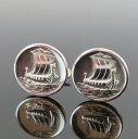 【中古】正規品 GEORG JENSEN ジョージ・ジェンセン カフスボタン カフリンクス #50シルバー925 帆船 ラウンド デンマーク製 メンズアクセサリ...