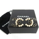 【中古】CHANEL シャネル フェイクパールxブラックストーン CC ピアス ココマーク B20 ホワイト ブラックイタリア製 保存袋・ 外箱付【送料無料】