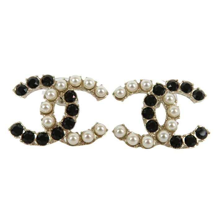 株式会社e-バリューの【中古】CHANEL シャネル フェイクパールxブラックストーン CC ピアス ココマーク B20 ホワイト ブラックイタリア製 保存袋・ 外箱付【送料無料】｜アングル2