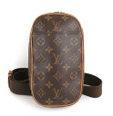 【中古】正規品 LOUIS VUITTON ルイヴィトン ポシェットガンジュ モノグラム PVCxレザー クロスボディバッグ フランス製 【送料無料】