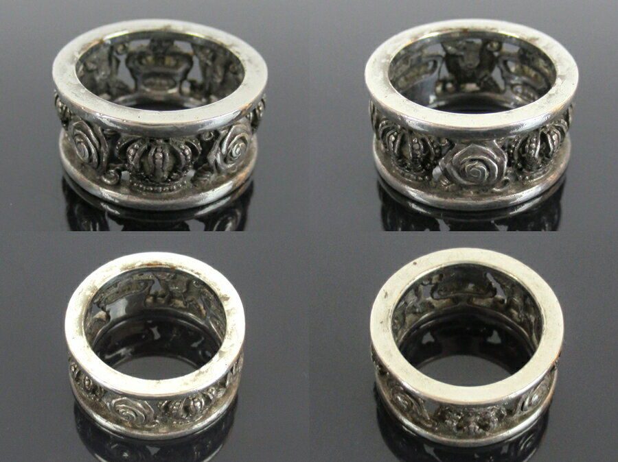 スーパーSALE 限定価格!!【中古】正規品 Justin Davis ジャスティン・デイビス 指輪 リング 王冠 バラ 薔薇 モチーフ スターリングシルバー925 7号 ゴシック【送料無料】