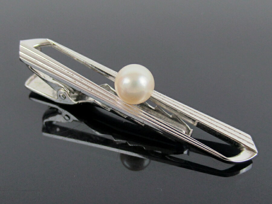 【中古】正規品 MIKIMOTO ミキモト 7mm アコヤパール アコヤ真珠 タイピン ネクタイピン シルバー製【送料無料】