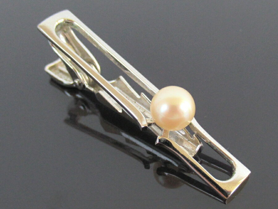 スーパーSALE限定価格!!【中古】正規品 MIKIMOTO ミキモト 7mm アコヤパール 真珠 1粒 タイピン ネクタイピン シルバー製