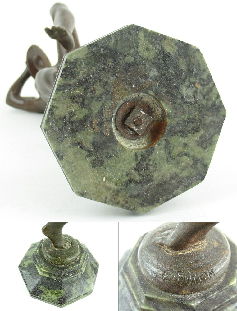 【中古】正規品 Eugene Desire Piron ウジェーヌ・ピロン シンバルを叩く男性像 ブロンズ像 銅像 フィギュア フィギュリン 紳士 オブジェ ディスプレイ【送料無料】 [3]