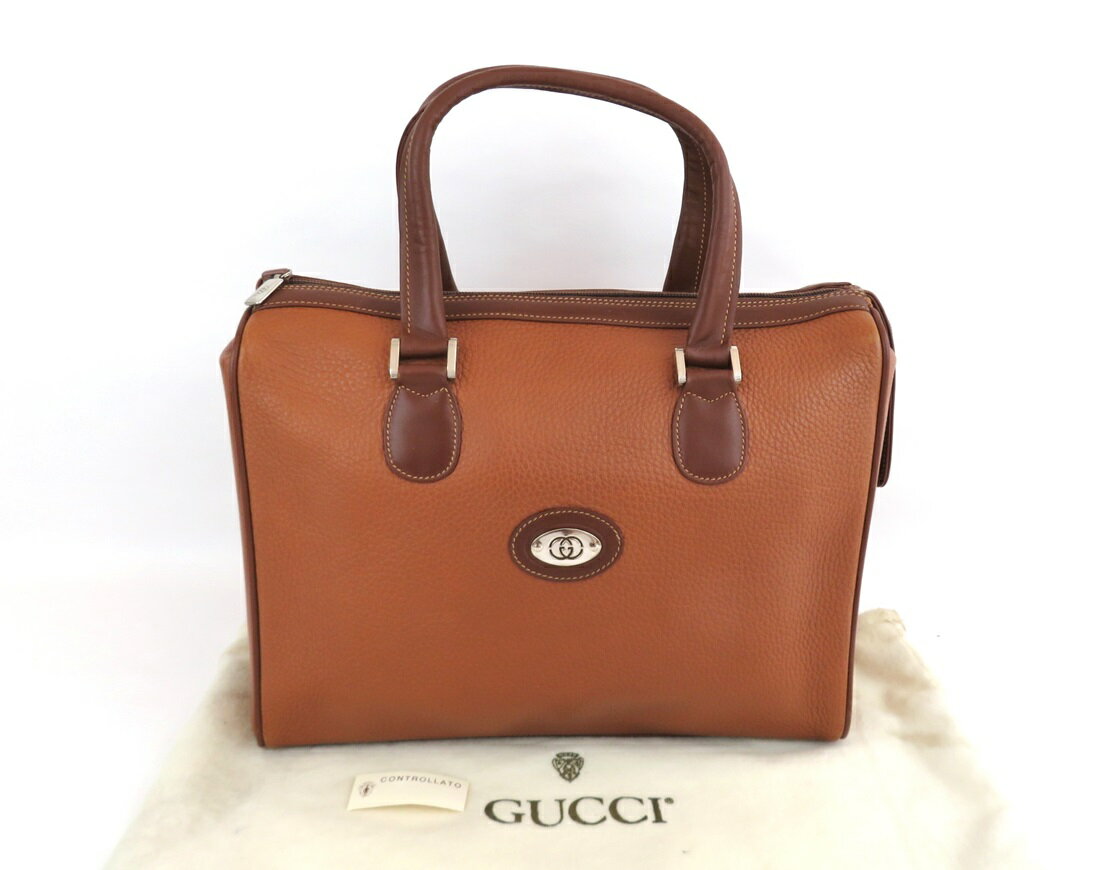 【中古】正規品 GUCCI GGロゴ レザーハンドバッグ ブラウン 002.109.0061 イタリア製 保存袋付き【送料無料】