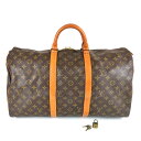 【中古】正規品 LOUIS VUITTON ルイヴィトン キーポル50 Keepall50 モノグラム ブラウン ボストンバッグ パドロック 南京錠付き【送料無料】