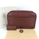 【中古】正規品 Cartier カルティエ マストライン レザーポーチ セカンドバッグ コスメポーチ レディース イタリア製 ギャランティカード外箱付【送料無料...