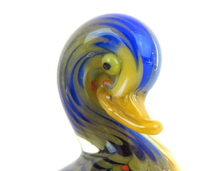 【中古】ガラス細工 アヒル 置物 ブルー系 LA TOUR D'ARGENT PARIS 鳥 インテリア オブジェ【送料無料】