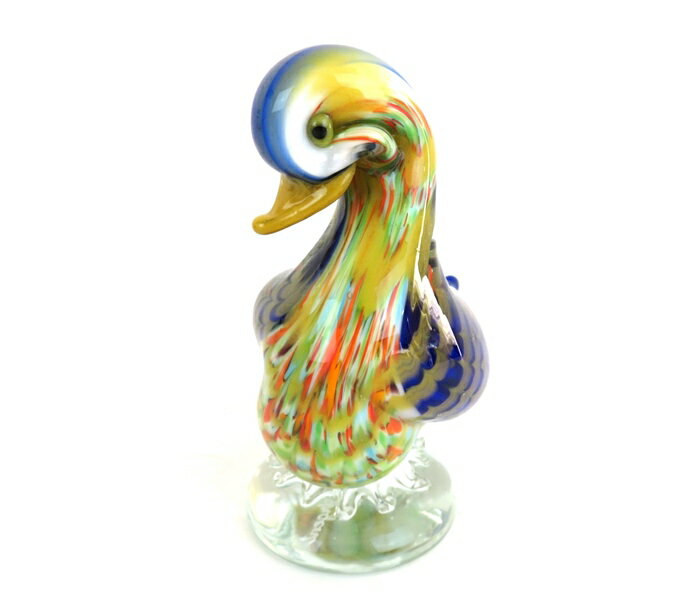 【中古】ガラス細工 アヒル 置物 ブルー系 LA TOUR D'ARGENT PARIS 鳥 インテリア オブジェ【送料無料】 [2]