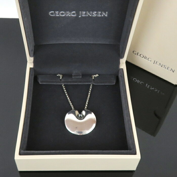 Rakuten - スーパーSALE限定価格!!【中古】正規品 GEORG JENSEN ジョージ・ジェンセン ペンダントネックレス ヘリテージ イヤーネックレス #1999 睡蓮 スイレン ヘマタイト シルバー925 銀 デンマーク製 ケース・外箱付き 6.4g