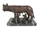 【中古】カピトリーノの雌狼像 母オオカミ 子供 大理石台座 ローマ神話 高さ15cm 置物 アンティーク インテリア【送料無料】(3)
