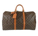 【中古】正規品 LOUIS VUITTON ルイヴィトン キーポル50 Keepall50 モノグラム ブラウン ボストンバッグ パドロック 南京錠 ポワニエ【送料無料】