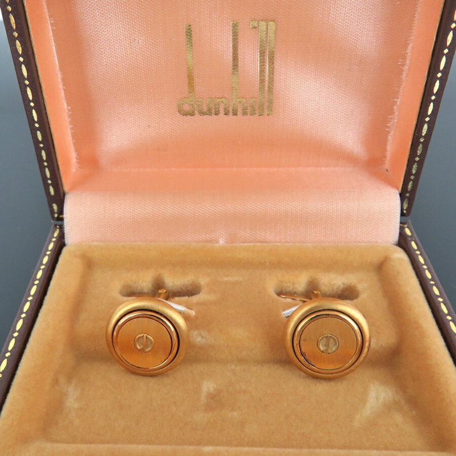 Rakuten - 【中古】正規品 dunhill ダンヒル カフス ラウンド dロゴ ゴールドカラー メンズアクセサリー カフスボタン カフリンクス ケース付き【送料無料】