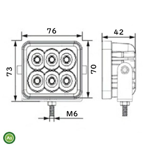 KBL LEDライト KGLWH1A 6連 角型 拡散 SW付 IP68 防塵 防水 車体用ライト