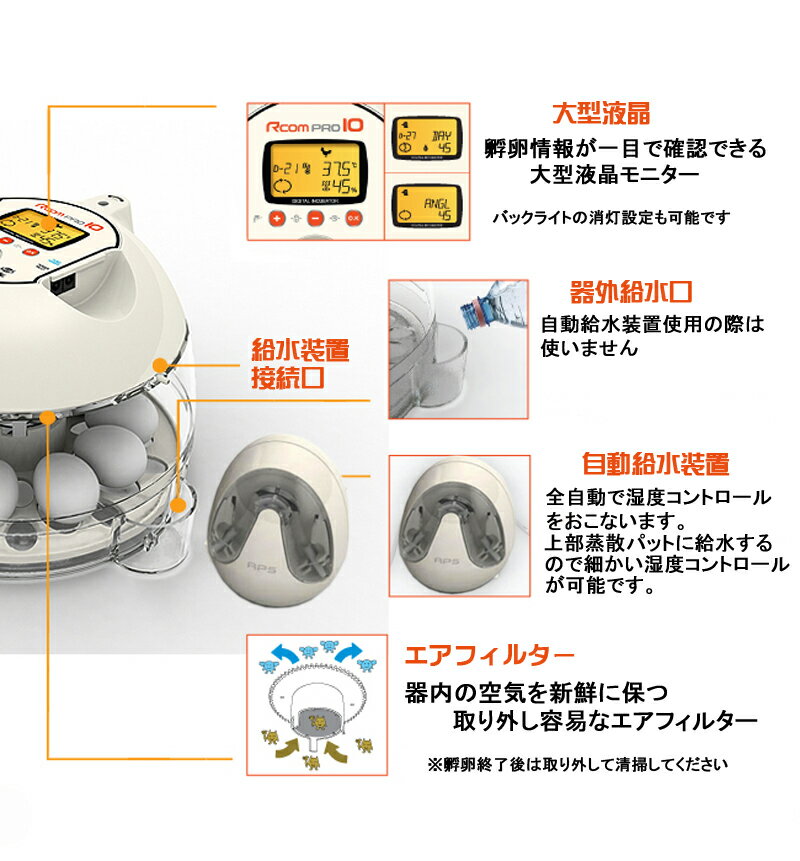 RcomプロPlus10　小型全自動孵卵器(自動湿度調整機能付) 3