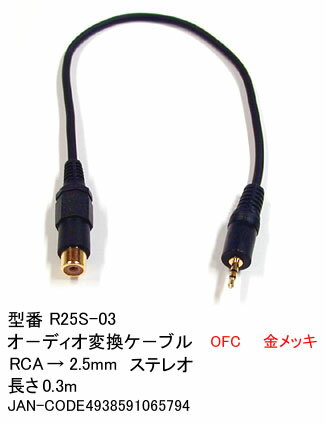 COMON(カモン)　RCA → 2.5mmステレオ [R2