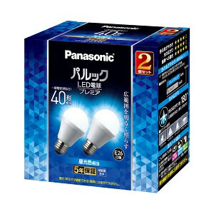 パナソニック　LED電球2個セットE26　一般電球型　広配光40W相当　昼光色LDA4DGSK42T